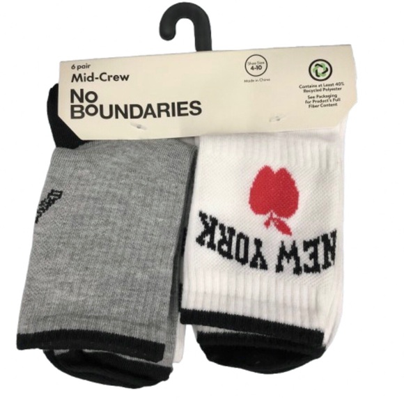 No Boundaries Accessories - 🔥$8🔥NEW Ribbed Mid Crew Socks, 6-Pack Shoe Sizes 4-10 Multicolored Women's